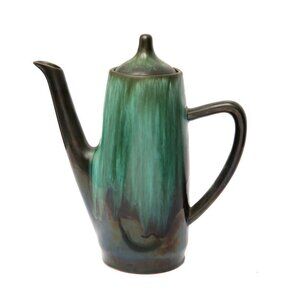 Vintage Blue Mountain Pottery Coffee Pot Drip Glaze Blue Black 70s Ceramic BMP